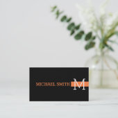 Monogram Schlicht Black Modern Mango Tango Visitenkarte (Stehend Vorderseite)