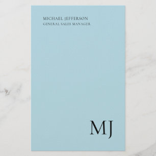 Monogram Schlicht Blau Trendy Business Briefpapier