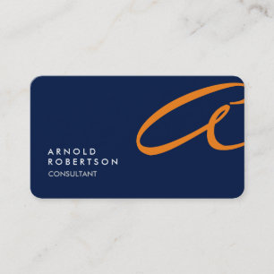 Monogram Schlicht Blue Trendy Business Card anpass Visitenkarte