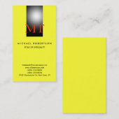 Monogram Schlicht Consultant Yellow Business Card Visitenkarte (Vorne/Hinten)