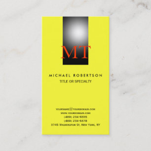 Monogram Schlicht Consultant Yellow Business Card Visitenkarte