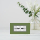 Monogram Schlicht Dark Olive Green Hintergrund Visitenkarte (Stehend Vorderseite)