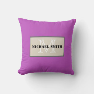 Monogram Schlicht Deep Fuchsia Hintergrund Kissen