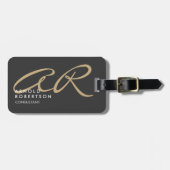 Monogram Schlicht Graubeige anpassen Gepäckanhänger (Vorderseite horizontal)