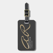 Monogram Schlicht Graubeige anpassen Gepäckanhänger (Vorderseite vertikal)