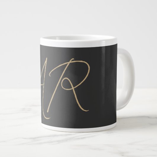 Monogram Schlicht Graubeige anpassen Jumbo-Tasse (Vorderseite Rechts)