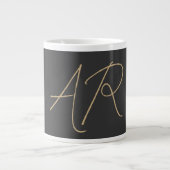 Monogram Schlicht Graubeige anpassen Jumbo-Tasse (Vorderseite)