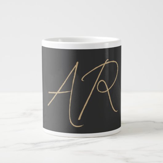 Monogram Schlicht Graubeige anpassen Jumbo-Tasse (Vorderseite)
