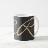 Monogram Schlicht Graubeige anpassen Kaffeetasse (VorderseiteRechts)