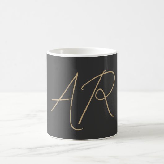 Monogram Schlicht Graubeige anpassen Kaffeetasse (Mittel)