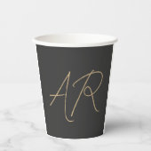 Monogram Schlicht Graubeige anpassen Pappbecher (Vorderseite)