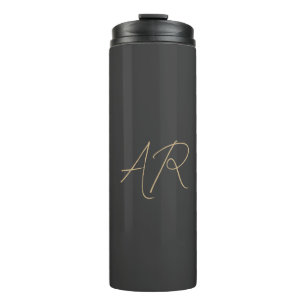 Monogram Schlicht Graubeige anpassen Thermosbecher