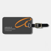 Monogram Schlicht Gray Trendy Business Card anpass Gepäckanhänger (Vorderseite horizontal)