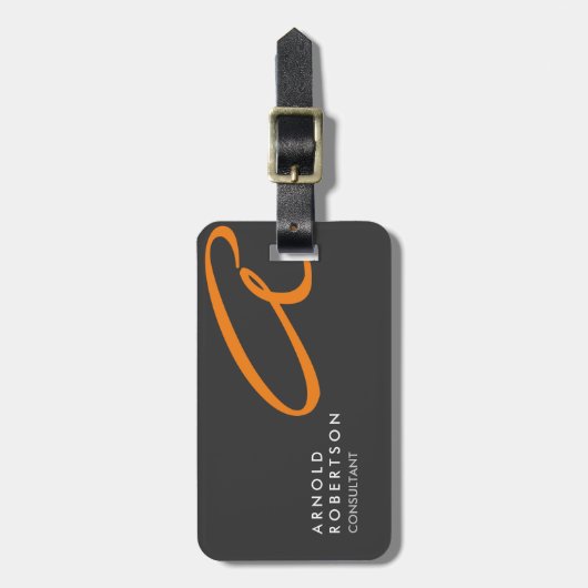 Monogram Schlicht Gray Trendy Business Card anpass Gepäckanhänger (Vorderseite vertikal)