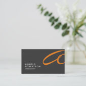 Monogram Schlicht Gray Trendy Business Card anpass Visitenkarte (Stehend Vorderseite)