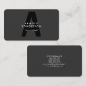 Monogram Schlicht Gray Trendy Business Card anpass Visitenkarte (Vorne/Hinten)