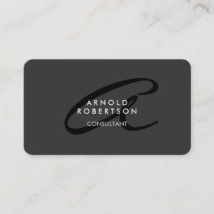 Monogram Schlicht Gray Trendy Business Card anpass Visitenkarte
