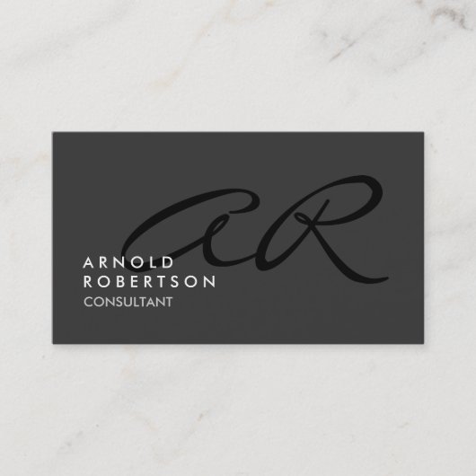 Monogram Schlicht Gray Trendy Business Card anpass Visitenkarte (Vorderseite)