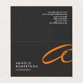 Monogram Schlicht Gray Trendy Business Card anpass Visitenkarten (Außenseite Aufgefaltet)