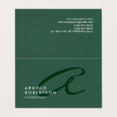 Monogram Schlicht Grey Green Trendy anpassen Visitenkarten (Außenseite Aufgefaltet)