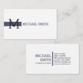 Monogram Schlicht White Elegante Moderne Unabhängi Visitenkarte (Vorne/Hinten)