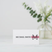 Monogram Schlicht White Modern Charm Visitenkarte (Stehend Vorderseite)