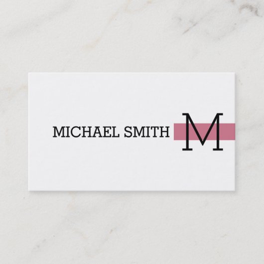 Monogram Schlicht White Modern Charm Visitenkarte (Vorderseite)
