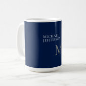 Monogram Schlichtes Dunkelblau Trendiges Geschäft Kaffeetasse (Vorderseite Links)
