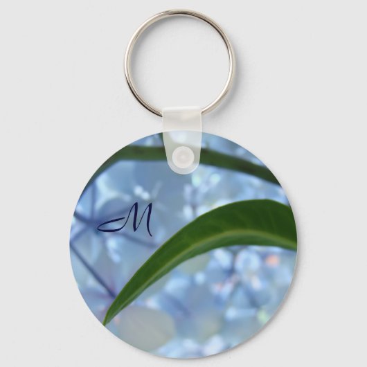 Monogram Schlüsselanhänger Blue Floral Hydrangeas (Vorderseite)