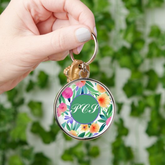 Monogram Schlüsselanhänger Bright Spring Flowers (Hand)