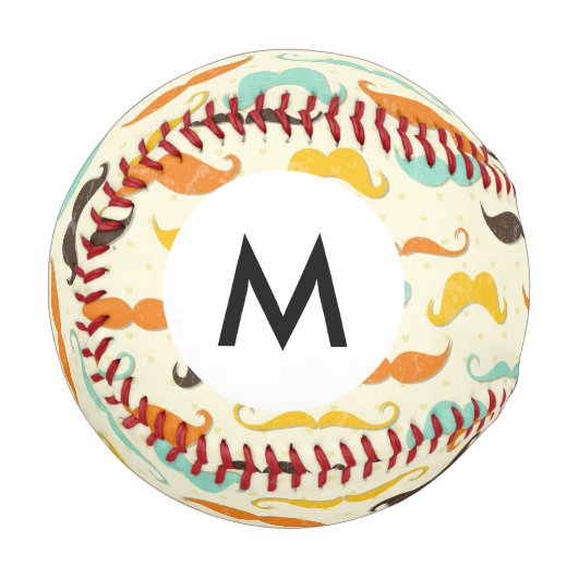 Monogram Schnurrbart Muster 3 Baseball (Vorderseite Links)
