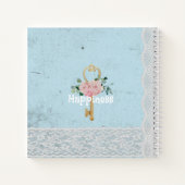 Monogram Schöne vintage Blumen Hintergrund Blau Notizblock (Rückseite)