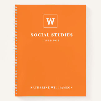 Monogram School Subject Student Orange Individuell Notizblock