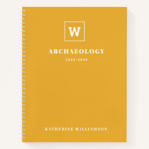 Monogram School Subject Student Yellow Individuell Notizblock