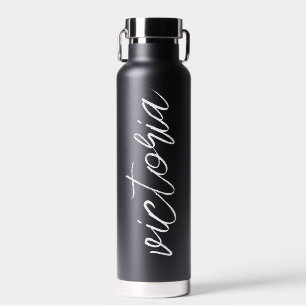 Monogram-Schrift Schwarze Wasserflasche Trinkflasche
