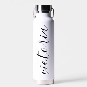 Monogram-Schrift-Wasserflaschen Weiß & Rosa Trinkflasche