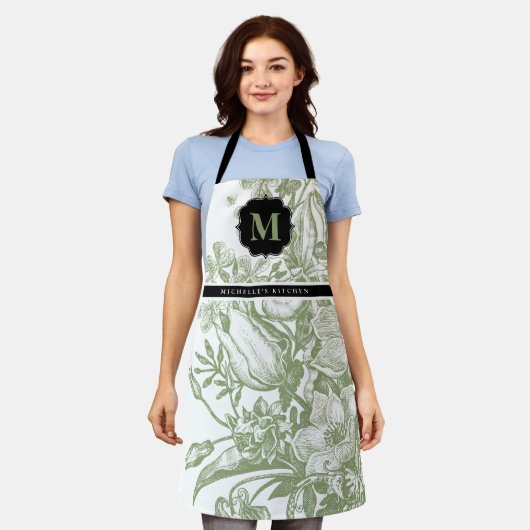 Monogram-Schürze für Blumenbauernhäuser Schürze (Getragen)