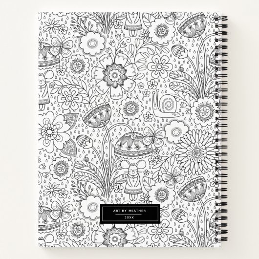 Monogram Schwarz-weiß Artist Sketchbook-Notebook Notizblock (Rückseite)