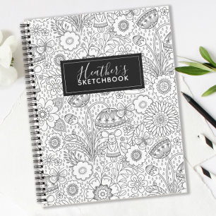 Monogram Schwarz-weiß Artist Sketchbook Notizblock