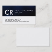 Monogram Schwarz-weiß Blue Pattern Business Card Visitenkarte (Vorne/Hinten)