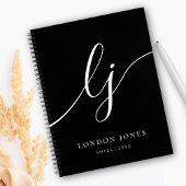 Monogram Schwarz-weiß Calligraphy 2 Initial Script Notizblock