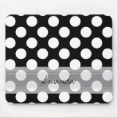 Monogram Schwarz-weiß Chic Polka Dot Muster Mousepad (Vorne)