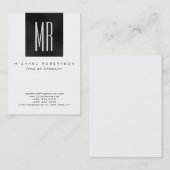 Monogram Schwarz-weiß Chubby Modern Business Card Visitenkarte (Vorne/Hinten)