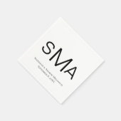 Monogram Schwarz-weiß Classic Wedding Napkins Serviette (Ecke)
