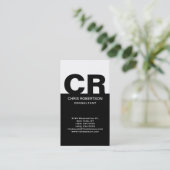 Monogram Schwarz-weiß Consultant-Visitenkarte Visitenkarte (Stehend Vorderseite)