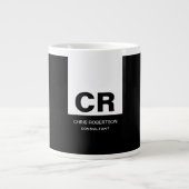 Monogram Schwarz-weiß Create Custom Gift Jumbo-Tasse (Vorderseite)