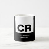 Monogram Schwarz-weiß Create Custom Gift Kaffeetasse (Mittel)