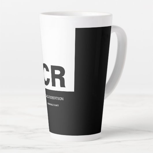 Monogram Schwarz-weiß Create Custom Gift Milchtasse (Rechte Ecke)