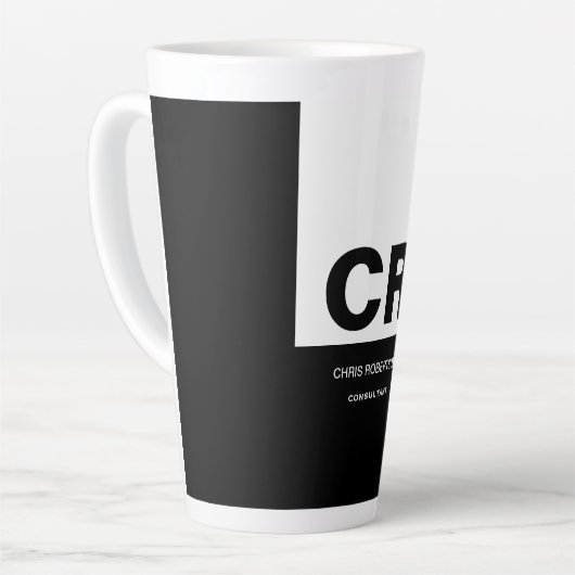 Monogram Schwarz-weiß Create Custom Gift Milchtasse (Linke Ecke)