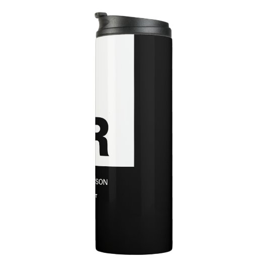 Monogram Schwarz-weiß Create Custom Gift Thermosbecher (Nach rechts gedreht)